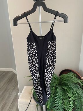 bebe Black Dress with White Leopard Panels